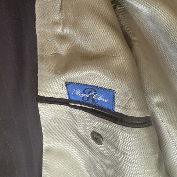 Holland and Sherry Navy Pin Stripe Blazer Jacket Mens 48L - Picture 14 of 14